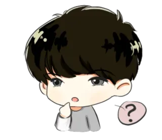 😕 问题, 卡通, 角色, 思考, 困惑, 动画, 表情, 可爱 telegram sticker