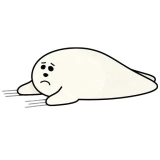 😣 foca, animale, carino, triste, sdraiato, cartone animato, personaggio whatsapp sticker
