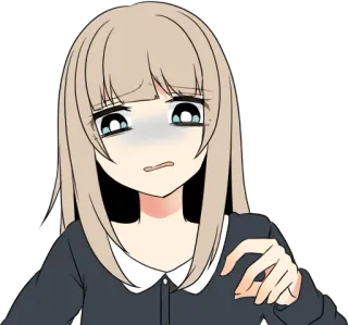 😨 Anime, Mädchen, Traurig, Besorgt, Emotional, Cartoon whatsapp sticker
