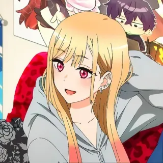 😀 Marin Kitagawa My Dress-Up Darling Anime, Mädchen, Blond, Süß, Cosplay, Marin Kitagawa, My Dress-Up Darling telegram sticker