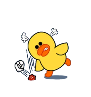 😡 canard, dessin animé, coup de pied, en colère, frustré whatsapp sticker