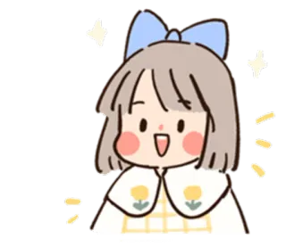 🤩 kawaii, lucu, kartun, gadis, berkilau, pita whatsapp sticker