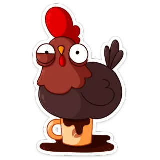 ☕️ chicken, coffee, cup, cartoon, animal, funny, cute telegram sticker