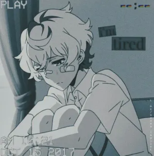 💈 I'm tired anime, tired, boy, sad, aesthetic, digital art telegram sticker
