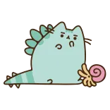 🤔 Pusheen cat, dinosaur, snail, cute, cartoon telegram sticker