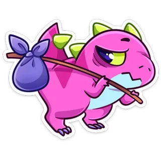 😡 dinosaur, cartoon, animal, sticker, pink, cute, lizard telegram sticker