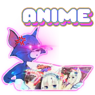 💢 ANIME anime, cartoon, meme, cat, animated telegram sticker