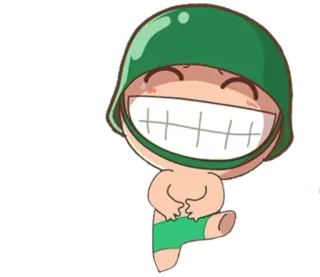 😁 binh lính, hoạt hình, quân đội, mũ bảo hiểm, dễ thương, nhân vật telegram sticker