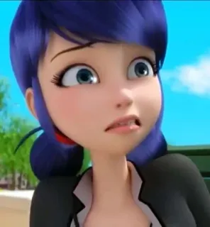 😬 Marinette Dupain-Cheng Miraculous: Tales of Ladybug & Cat Noir มาริเน็ต, เลดี้บัค, มิราคิวลัส เลดี้บัค, การ์ตูน, อนิเมะ, ตัวละคร, กังวล, เป็นห่วง whatsapp sticker