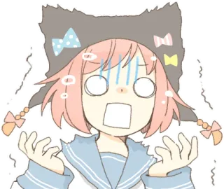 😱 Anime, Fille, Mignon, Choqué, Effrayé, Chat, Kawaii telegram sticker