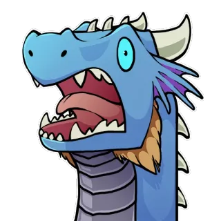 😧 drago, cartone animato, fantasy, mostro, blu, illustrazione telegram sticker