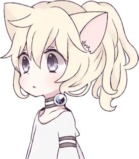 😒 Anime, Katzenmädchen, Chibi, Kawaii, Manga, Cartoon telegram sticker