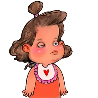 😴 kartun, gadis, ilustrasi, stiker, bayi, imut, cemberut telegram sticker