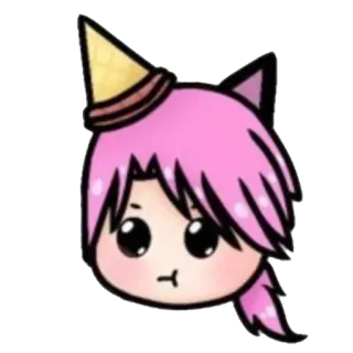 😐 แมว, ไอศกรีม, สีชมพู, อนิเมะ, คาวาอิ, การ์ตูน whatsapp sticker