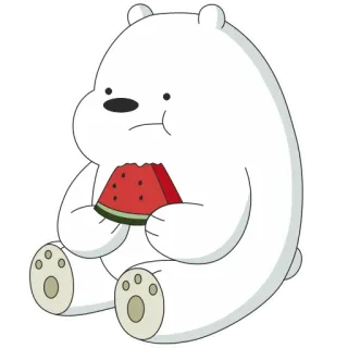 🍉 Ice Bear We Bare Bears мультфильм, медведь, белый медведь, арбуз, милый, животное telegram sticker