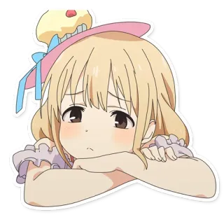 😔 anime, imut, sedih, gadis, stiker telegram sticker