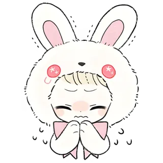 🥺 thỏ, dễ thương, kawaii, động vật, hoạt hình, nhân vật, hình minh họa telegram sticker
