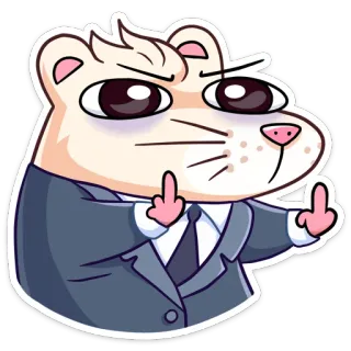 🖕 cartoon, animal, middle finger, offensive, suit, angry, meme telegram sticker