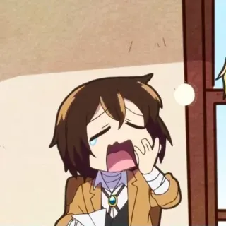 ☕️ Dazai Osamu Bungou Stray Dogs Аниме, Манга, Чиби, Плачущий telegram sticker