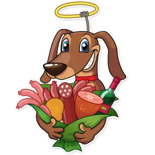 💐 dog, sausage, meat, food, cartoon, humor, funny, cute whatsapp sticker