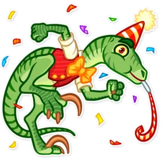 🕺 dinosaur, party, confetti, celebration, cartoon telegram sticker