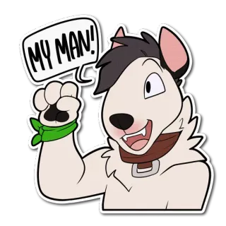 ✊ MY MAN! dog, animal, cartoon, expression, text, friendly telegram sticker