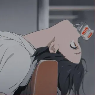 💘 MILK latte, bere, anime, bevanda, scuola, stanco whatsapp sticker
