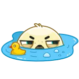 😑 漫画, アヒル, プール, 怒り, 水 telegram sticker