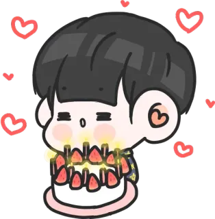 🎂 Cartoni animati, Torta, Cuori, Kawaii, Carino, Compleanno whatsapp sticker