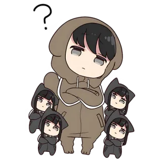 🤔 pytanie, kreskówka, anime, bluza z kapturem, klony whatsapp sticker