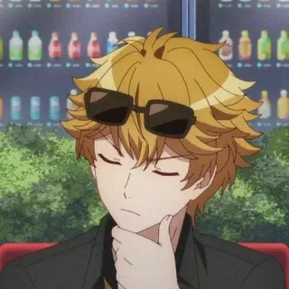 💫 anime, male, sunglasses, blond hair, thinking, cool, character telegram sticker