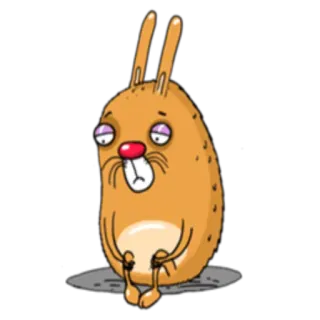 😞 coniglio, cartone animato, divertente, animale, personaggio, adesivo whatsapp sticker