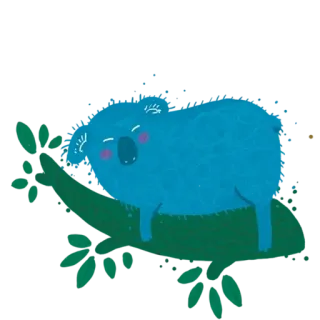 😕 koala, sleeping, animal, cute, blue, cartoon telegram sticker