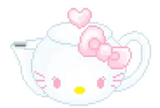💘 Hello Kitty hello kitty, teapot, kawaii, cute, pink, heart telegram sticker