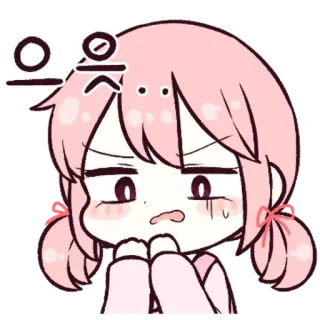 🗯 읏 imut, kawaii, kartun, merah muda, emosi, gadis telegram sticker