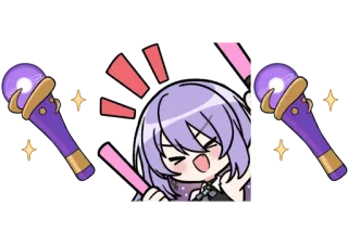 😄 Anime, Chibi, Schattig, Glitter, Idool, Paars telegram sticker