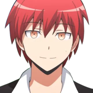 😅 Karma Akabane Assassination Classroom Аниме, Персонаж, рыжие волосы, улыбка, Карма, Класс убийц telegram sticker