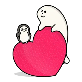 ❤ pinguino, cuore, foca, animale, cartone animato, carino whatsapp sticker