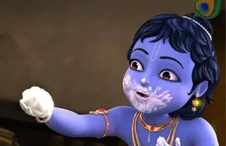 😋 Krishna Hinduism, deity, god, cartoon, baby, Indian, mythology telegram sticker