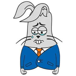 😢 Cartoon, Kaninchen, Weinend, Traurig, Anzug, Figur, Tier telegram sticker
