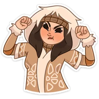 😡 Cartone animato, Donna, Cappuccio, Arrabbiata, Determinata telegram sticker