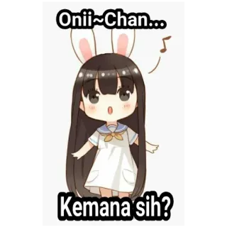 🤨 Onii~Chan... Kemana sih? anime, chibi, bunny ears, cute, kawaii, japanese, cartoon telegram sticker