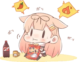 😋 カラムーチョ Аниме, Еда, Снэк, Чипсы, Каваи, Мультфильм telegram sticker