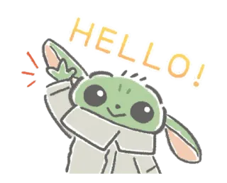 👋 Grogu HELLO! grogu, baby Yoda, ciao, star wars, carino, amichevole telegram sticker