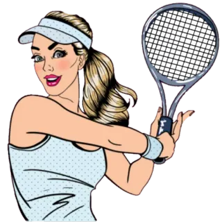 🏸 tennis, woman, sports, racket, cartoon, tennis player telegram sticker