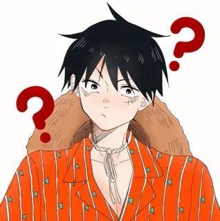 ❗️ Monkey D. Luffy One Piece Anime, One Piece, Luffy, Vraag, Personage, Cartoon, Vraagteken telegram sticker