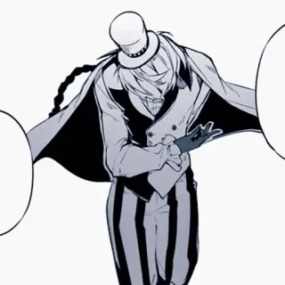 🪃 Anime, Postać, Cylinder, Spodnie w paski, Rękawiczki telegram sticker