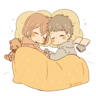 💤 dormire, carino, coppia, amore, nanna, cartone animato telegram sticker