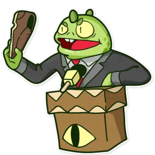 👞 cartone animato, rana, mostro, occhio, mostro, politico telegram sticker