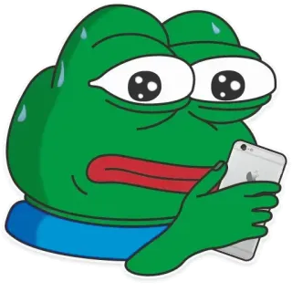 😕 Pepe the Frog rana, Pepe, meme, nervioso, sudando, teléfono telegram sticker